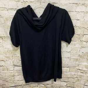 Lane Bryant Black Merino Wool Blend Buckle Cowl Neck Sweater